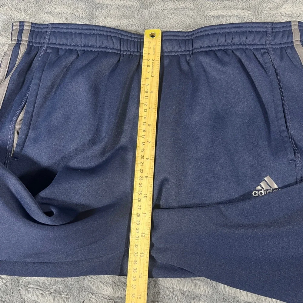 Adidas‎ Climawarm Mens XL Navy Blue Grey 3-Stripes Fleece Lined Track Pants